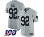 Oakland Raiders #92 P.J. Hall Limited Silver Inverted Legend 100th Season Football Jersey