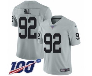 Oakland Raiders #92 P.J. Hall Limited Silver Inverted Legend 100th Season Football Jersey