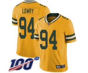 Green Bay Packers #94 Dean Lowry Limited Gold Rush Vapor Untouchable 100th Season Football Jersey