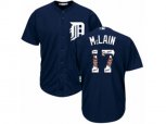 Detroit Tigers #17 Denny McLain Authentic Navy Blue Team Logo Fashion Cool Base MLB Jersey