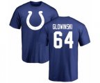 Indianapolis Colts #64 Mark Glowinski Royal Blue Name & Number Logo T-Shirt