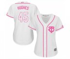 Women's Minnesota Twins #45 Phil Hughes Replica White Fashion Cool Base Baseball Jersey