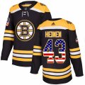 Boston Bruins #43 Danton Heinen Authentic Black USA Flag Fashion NHL Jersey