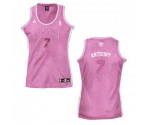 Women\'s New York Knicks #7 Carmelo Anthony Swingman Pink Fashion Basketball Jersey