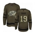 Columbus Blue Jackets #19 Liam Foudy Authentic Green Salute to Service NHL Jersey