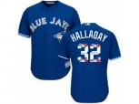 Toronto Blue Jays #32 Roy Halladay Authentic Blue Team Logo Fashion MLB Jersey