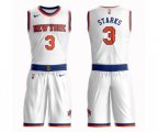 New York Knicks #3 John Starks Swingman White Basketball Suit Jersey - Association Edition