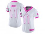 Women Carolina Panthers #11 Torrey Smith White Pink Stitched NFL Limited Rush Fashion Jersey