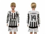 Juventus #14 Llorente Home Long Sleeves Kid Soccer Club Jersey