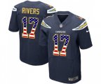 Los Angeles Chargers #17 Philip Rivers Elite Navy Blue Home USA Flag Fashion Football Jersey
