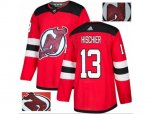 New Jersey Devils #13 Nico Hischier Red Home Authentic Fashion Gold Stitched NHL Jersey