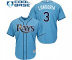 Tampa Bay Rays #3 Evan Longoria Replica Light Blue Alternate 2 Cool Base Baseball Jersey