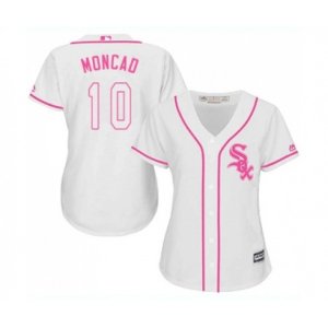 Women\'s Chicago White Sox #10 Yoan Moncada Replica White Fashion Cool Base MLB Jerseys