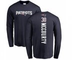 New England Patriots #30 Jason McCourty Navy Blue Backer Long Sleeve T-Shirt