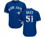 Toronto Blue Jays #51 Ken Giles Authentic Blue Team Logo Fashion Baseball Jersey