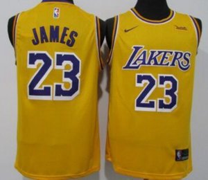 Los Angeles Lakers #23 LeBron James Yellow Nike Swingman Jersey