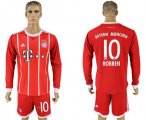2017-18 Bayern Munich 10 ROBBEN Home Long Sleeve Soccer Jersey