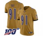 Baltimore Ravens #91 Shane Ray Limited Gold Inverted Legend 100th Season Football Jersey