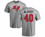 Tampa Bay Buccaneers #40 Mike Alstott Ash Name & Number Logo T-Shirt