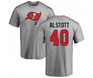 Tampa Bay Buccaneers #40 Mike Alstott Ash Name & Number Logo T-Shirt