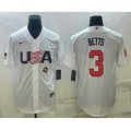 USA Baseball #3 Mookie Betts 2023 White World Baseball Classic Replica Stitched Jerseys