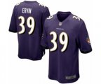 Baltimore Ravens #39 Tyler Ervin Game Purple Team Color Football Jersey