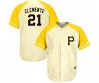 Pittsburgh Pirates #21 Roberto Clemente Authentic Cream Gold Exclusive Cool Base Baseball Jersey