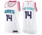 Women's Charlotte Hornets #14 Michael Kidd-Gilchrist Swingman White Pink Fashion Basketball Jersey