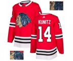 Chicago Blackhawks #14 Chris Kunitz Authentic Red Fashion Gold NHL Jersey