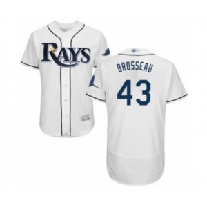 Tampa Bay Rays #43 Mike Brosseau Home White Home Flex Base Authentic Collection Baseball Player Jersey