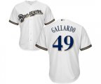 Milwaukee Brewers #49 Yovani Gallardo Replica White Home Cool Base Baseball Jersey