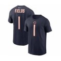 Chicago Bears #1 Justin Fields 2021 Navy Football Draft First Round Pick Player Name & Number T-Shirt
