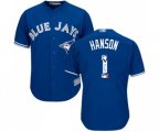Toronto Blue Jays #1 Alen Hanson Authentic Blue Team Logo Fashion Baseball Jersey