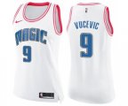 Women's Orlando Magic #9 Nikola Vucevic Swingman White Pink Fashion Basketball Jersey