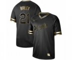 Kansas City Royals #21 Homer Bailey Authentic Black Gold Fashion Baseball Jersey