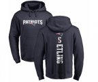 New England Patriots #5 Danny Etling Navy Blue Backer Pullover Hoodie