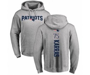 New England Patriots #75 Ted Karras Ash Backer Pullover Hoodie
