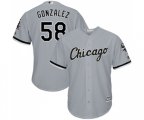 Chicago White Sox #58 Miguel Gonzalez Replica Grey Road Cool Base Baseball Jersey
