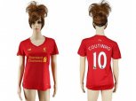 Women Liverpool #10 Coutinho Red Home Soccer Club Jersey