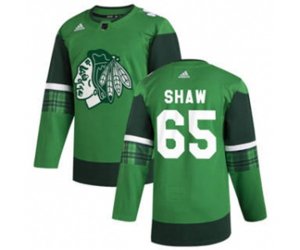 Chicago Blackhawks #65 Andrew Shaw 2020 St. Patrick\'s Day Stitched Hockey Jersey Green