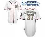 Washington Nationals #37 Stephen Strasburg Authentic White USMC Cool Base Baseball Jersey