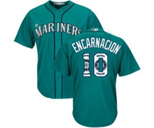 Seattle Mariners #10 Edwin Encarnacion Authentic Teal Green Team Logo Fashion Cool Base Baseball Jersey
