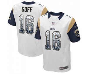 Los Angeles Rams #16 Jared Goff Elite White Road Drift Fashion Football Jersey