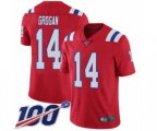 New England Patriots #14 Steve Grogan Red Alternate Vapor Untouchable Limited Player 100th Season Football Jersey