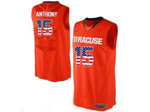 2016 US Flag Fashion Men\'s Syracuse Orange Camerlo Anthony #15 College Authentic Basketball Jersey - Orange