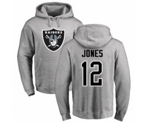 Oakland Raiders #12 Zay Jones Ash Name & Number Logo Pullover Hoodie