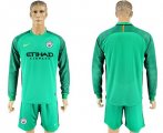 2017-18 Manchester City Green Goalkeeper Long Sleeve Soccer Jersey