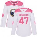 Women Buffalo Sabres #47 Zach Bogosian Authentic White Pink Fashion NHL Jersey