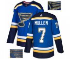 Adidas St. Louis Blues #7 Joe Mullen Authentic Royal Blue Fashion Gold NHL Jersey
