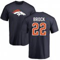 Denver Broncos #22 Tramaine Brock Navy Blue Name & Number Logo T-Shirt